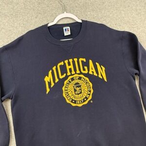Vintage 90s Russell Michigan Wolverines Sweatshirt Mens XL Blue NCAA College USA